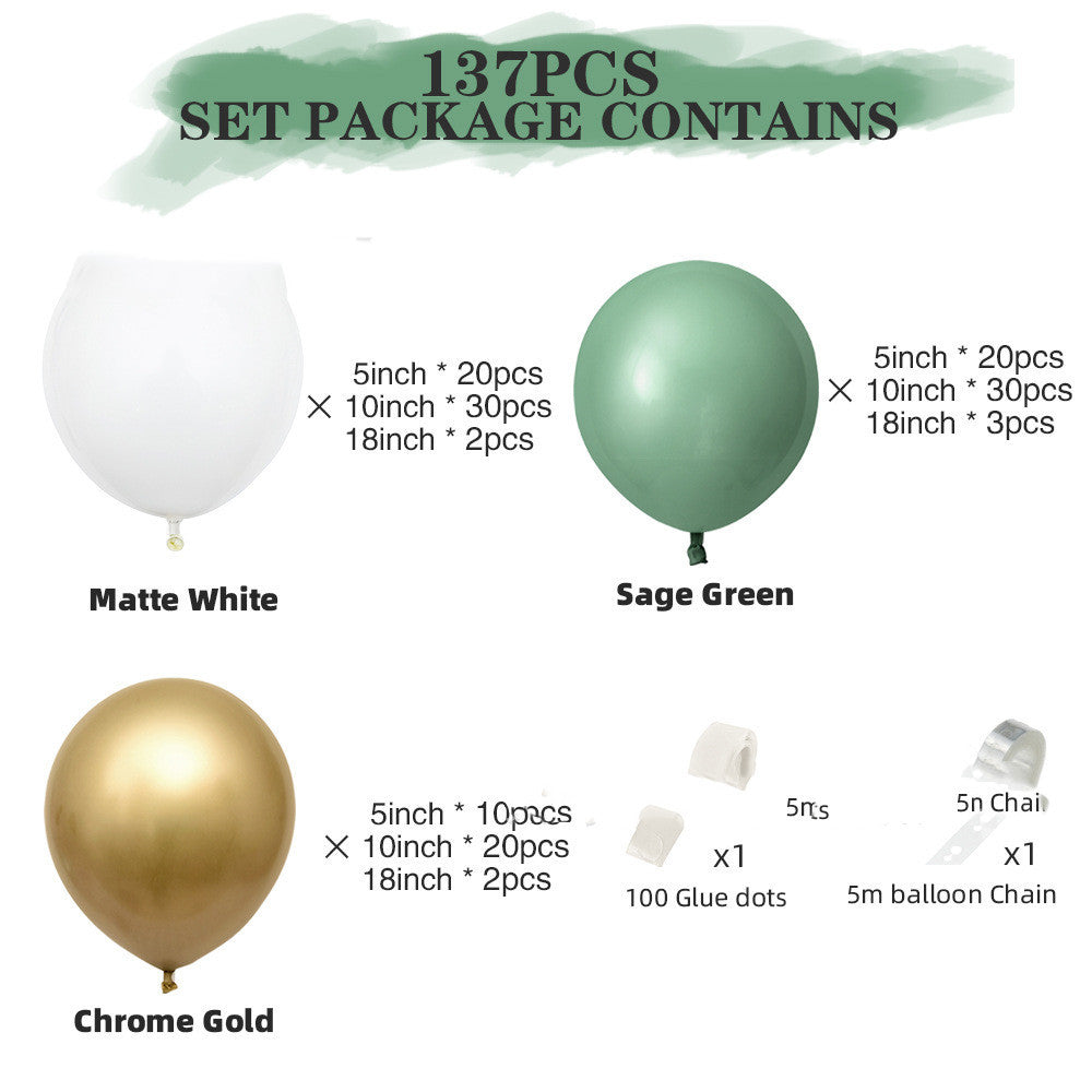 New Retro Green Platinum Balloon Package, Birthday Party Decoration