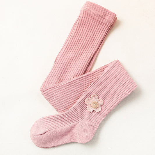 Girls' Leggings Spring New Flowers Long Socks