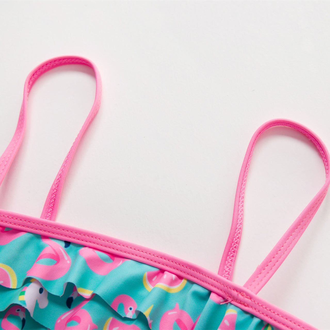 Fashion Flamingo Split Ruffled Girls' Bikini Swimsuit