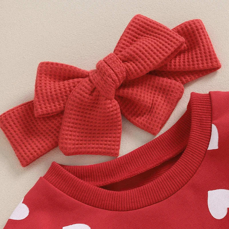 Heart Jumpsuit & Headband Two-piece Set