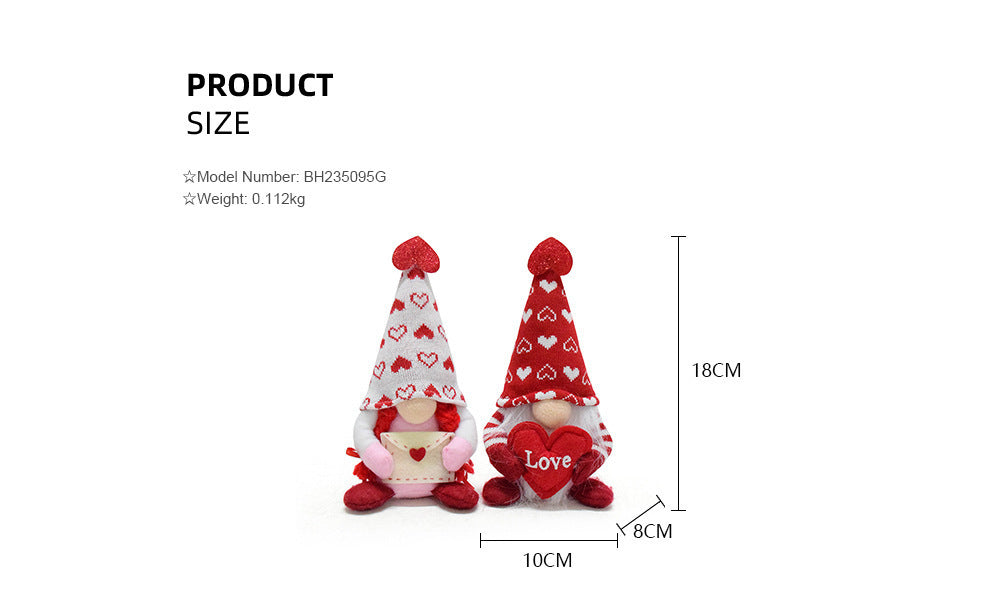 Valentine's Day Faceless Doll Gnome Love Rudolf Doll Decorations