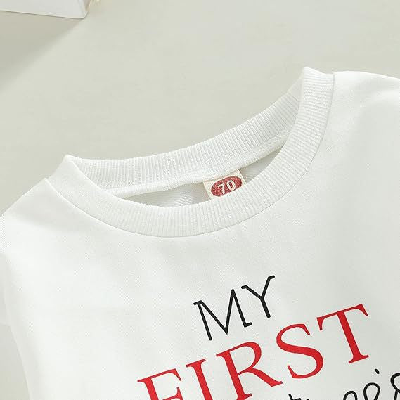 Boys' Letter Heart Print Valentine's Casual Sweatsuit 2pc Set