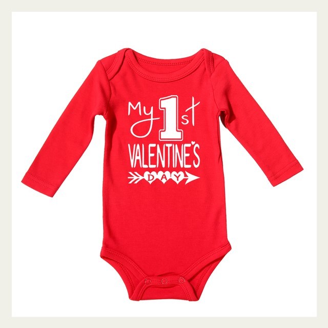 Baby Valentine' s Day Red Cotton Romper