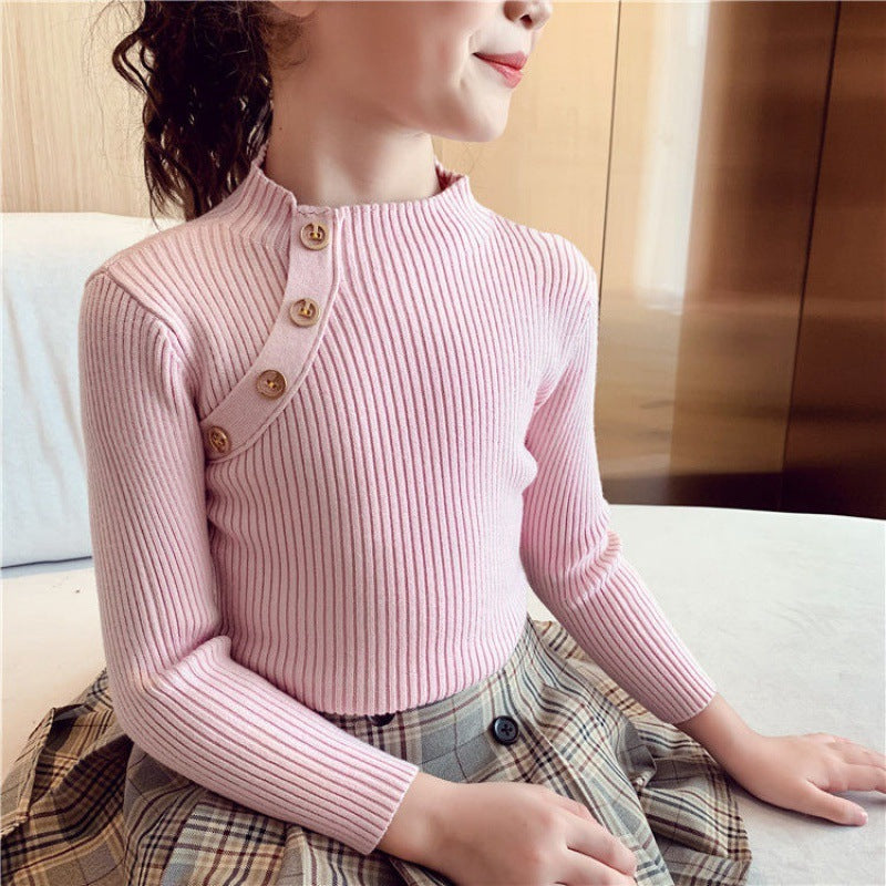 Girls' Cotton Button Fashion Long Sleeved Shirt