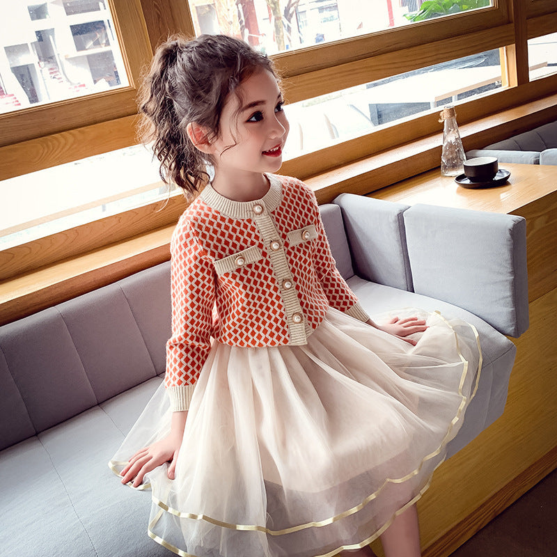 Girls' Suit Skirt Middle And Big Children Stylish Two-piece Suit