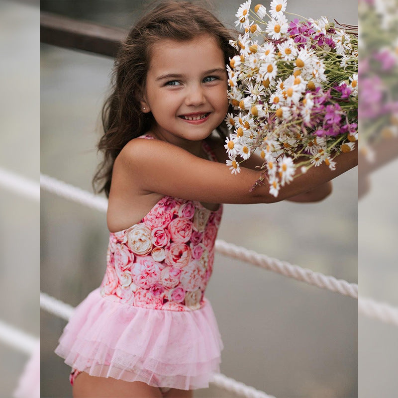 Children's Girl Swimsuit One Piece Cute Little Princess Swimsuit
