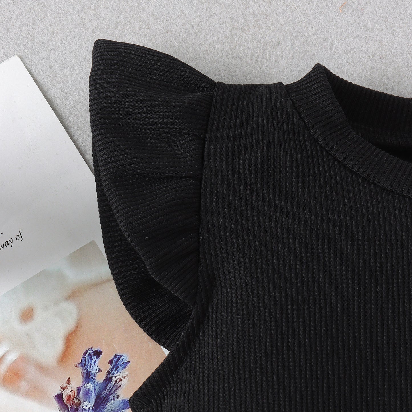 Girls' Summer Black Top Silver Skirt With Belt 2pc Set