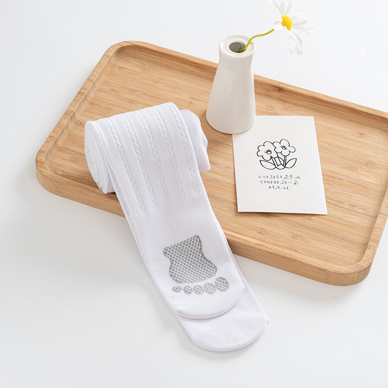 Girls' Thin Fleece Wave Pattern Wool Tights