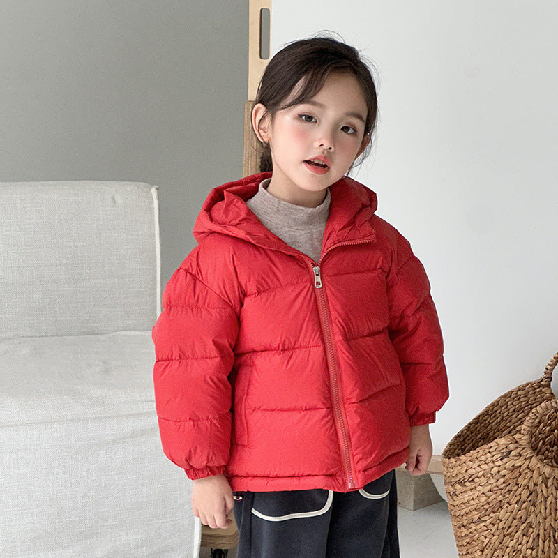 Autumn Boys And Girls Thickened Hooded Down Jacket