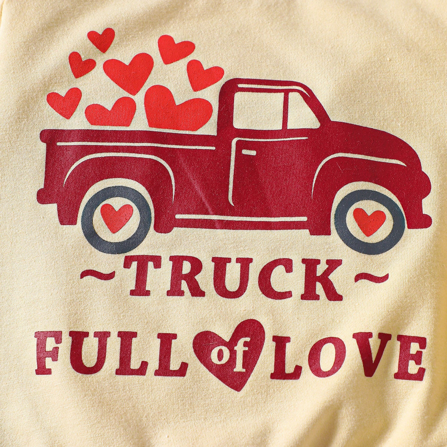 Long Sleeve Truck Letter Heart Printing 2PC Set