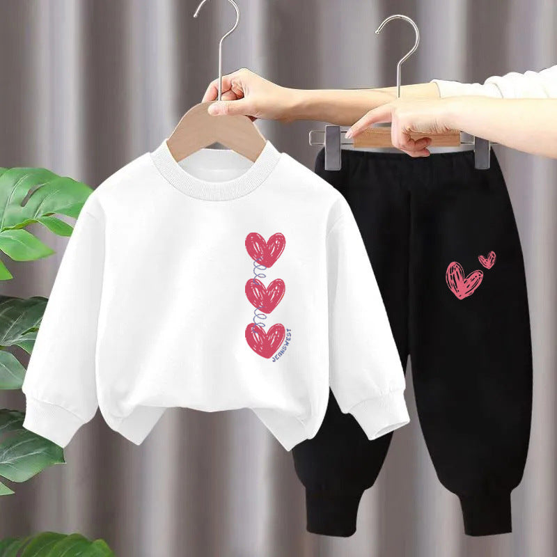 Girls' Heart Tracksuit Two-piece Set