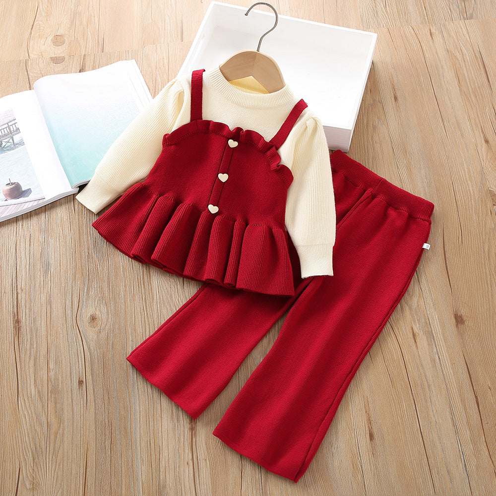 Girl's Knitted Long-sleeved & Pants Set