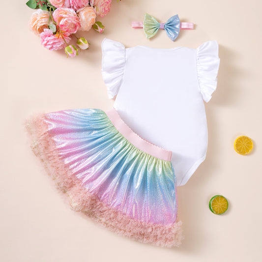 Easter Baby Outfit Print Skirt And Hair Accessory Set
