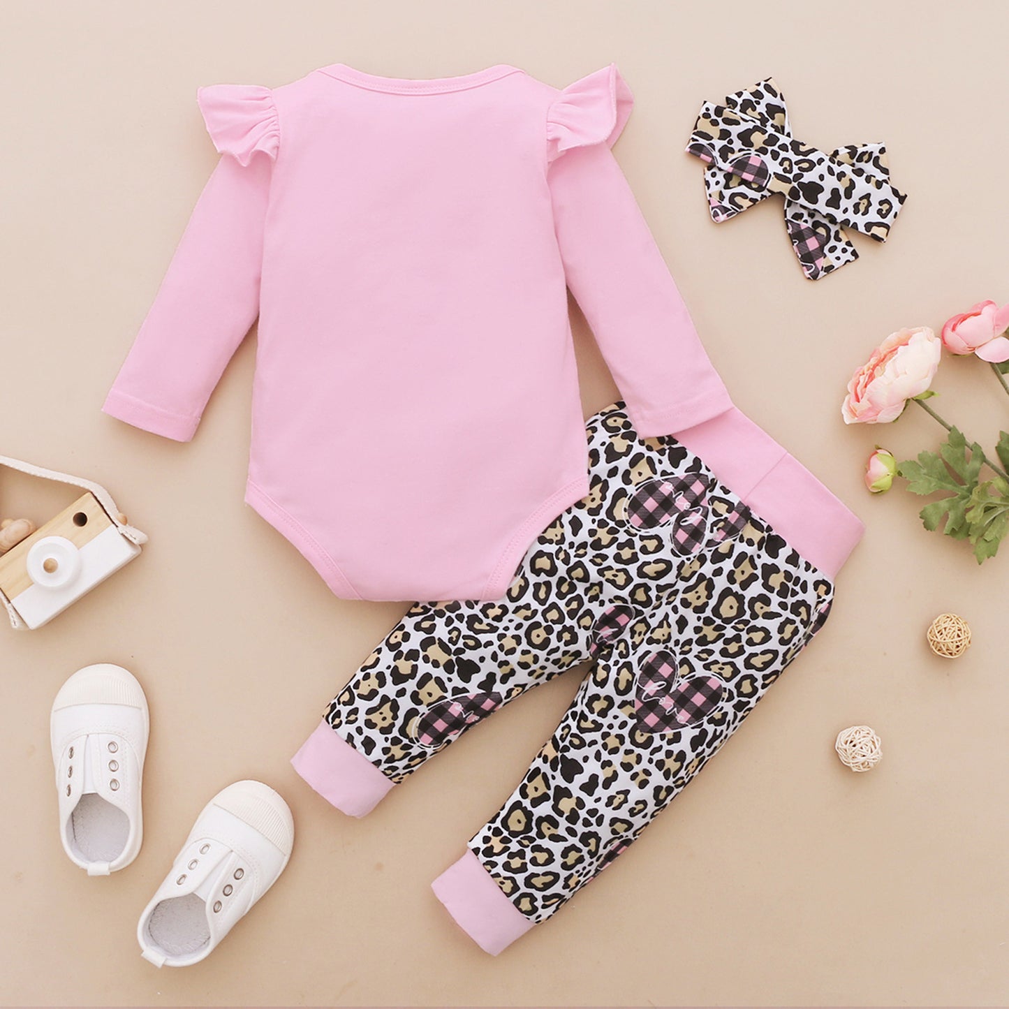 Baby Valentine's Day Long Sleeve Jumpsuit Pants 3pc Set