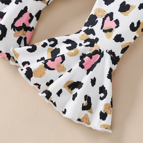 Baby/Toddler Girls' Onesie, Heart Pattern Flair Pants, Headband 3pc Set