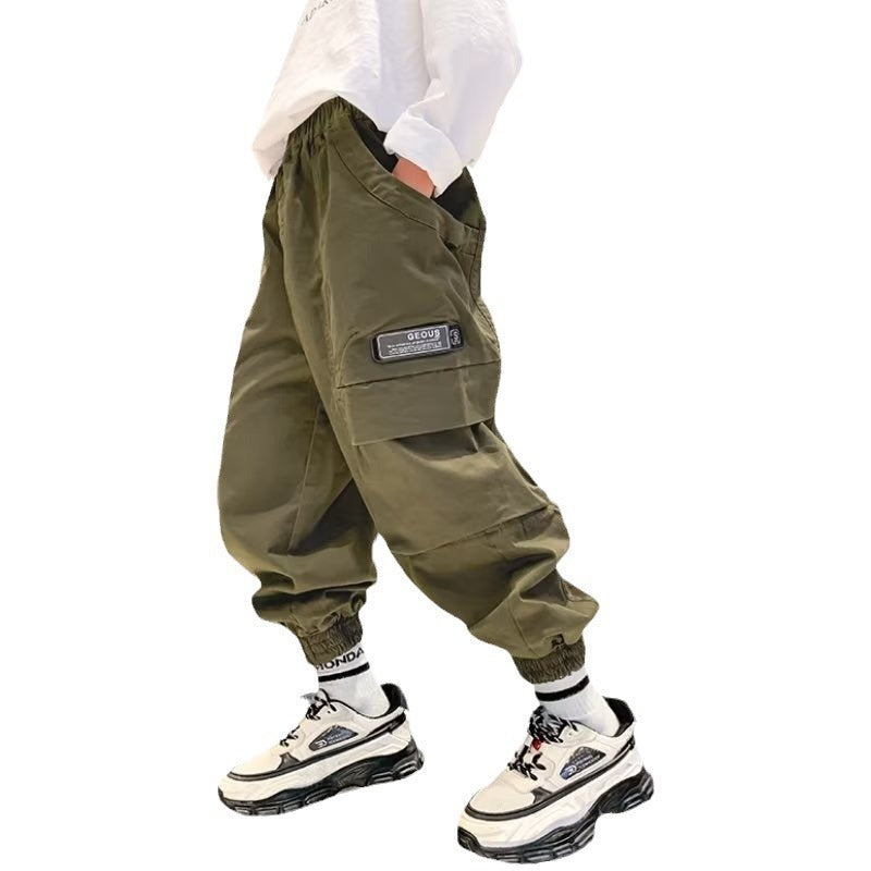 Boys' Cargo Pants, Spring & Autumn New Multi-pocket Trousers