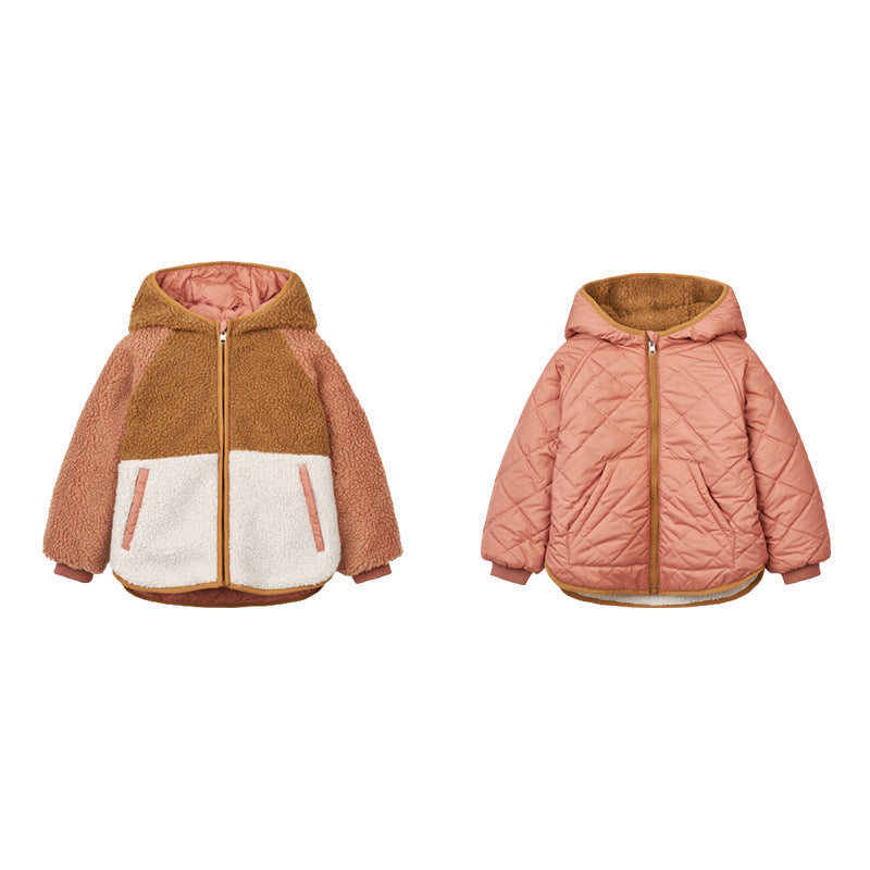 Children's Double-sided Wear Hooded Cotton Coat Jacket