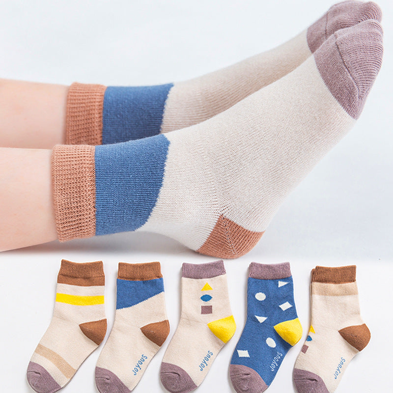 Cotton Socks 5 Pair Set Winter Sports Cartoon Girls' & Boys' Socks, Multiple Designs To Choose From