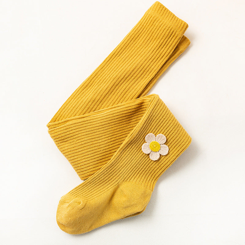 Girls' Leggings Spring New Flowers Long Socks