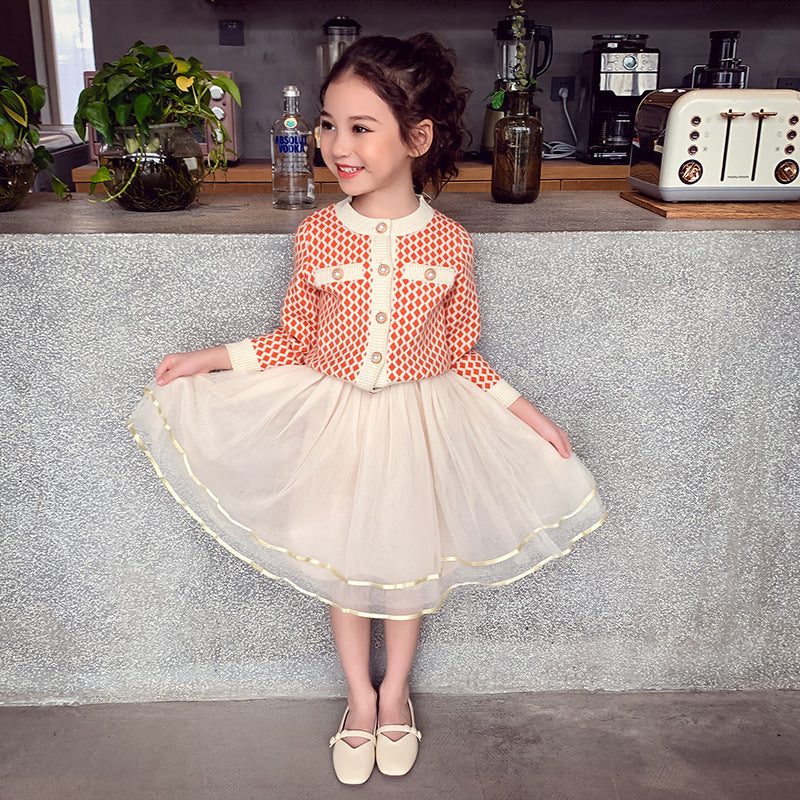 Girls' Suit Skirt Middle And Big Children Stylish Two-piece Suit