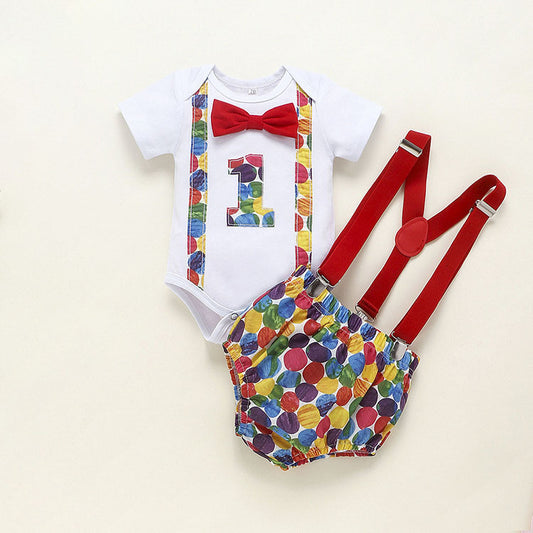 Children's Summer Clothing, Baby Boy Onesie, Baby 1st Birthday 2pc Set