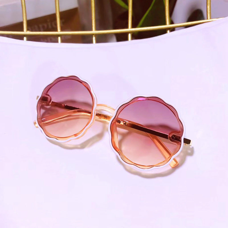 Kids Wave Frame Vintage Round Frame Sunglasses