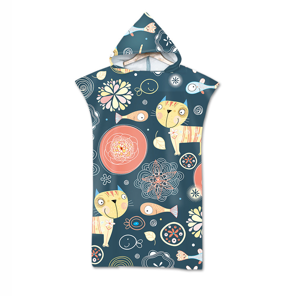 Children's Cartoon Animal Hooded Beach Towel