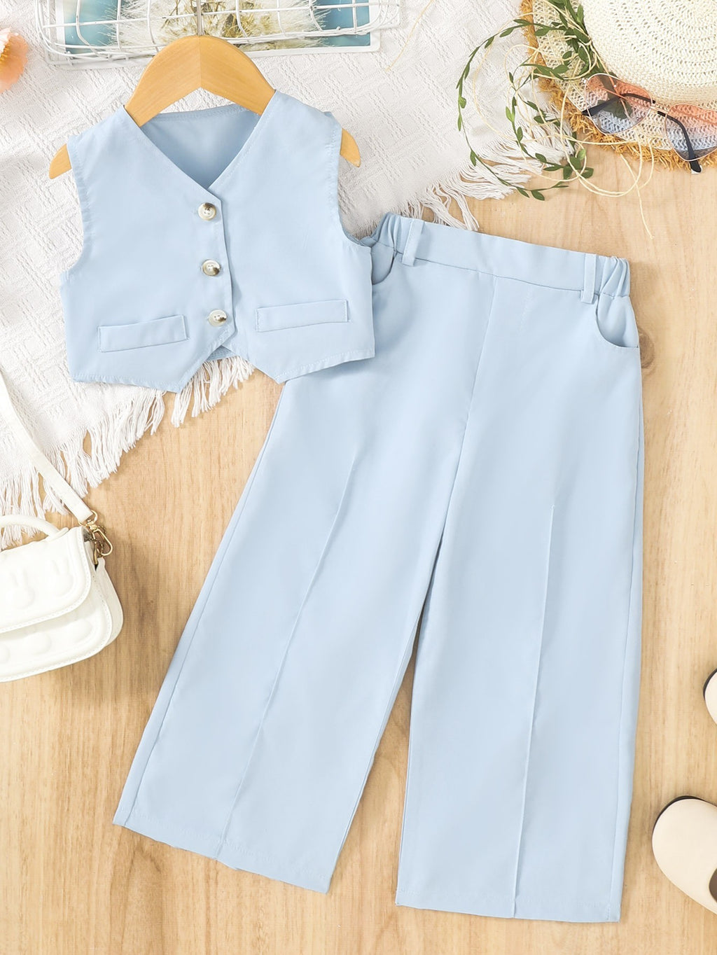 Girl's Leisure Fashion Personality Vest Suit