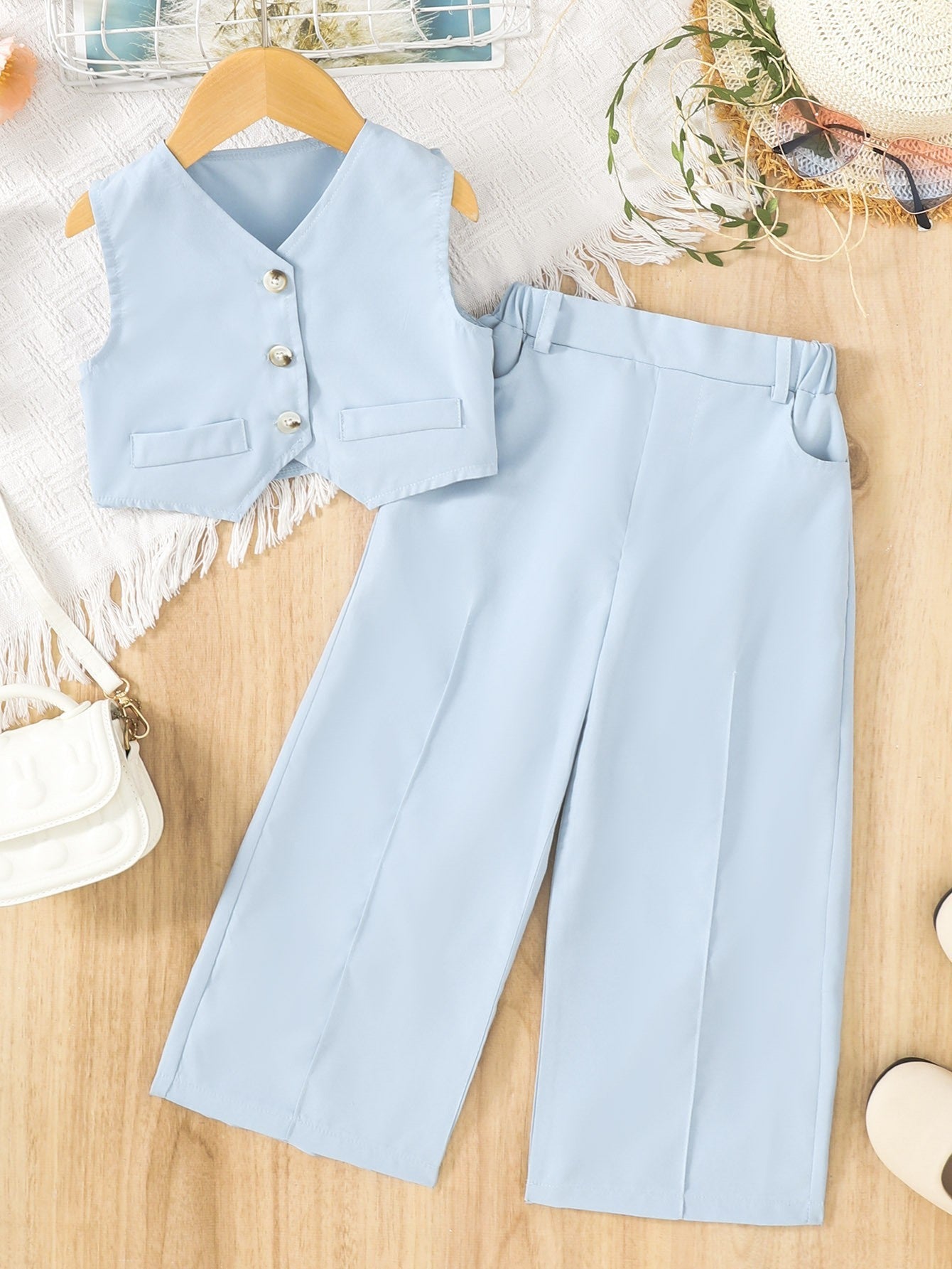 Girl's Leisure Fashion Personality Vest Suit