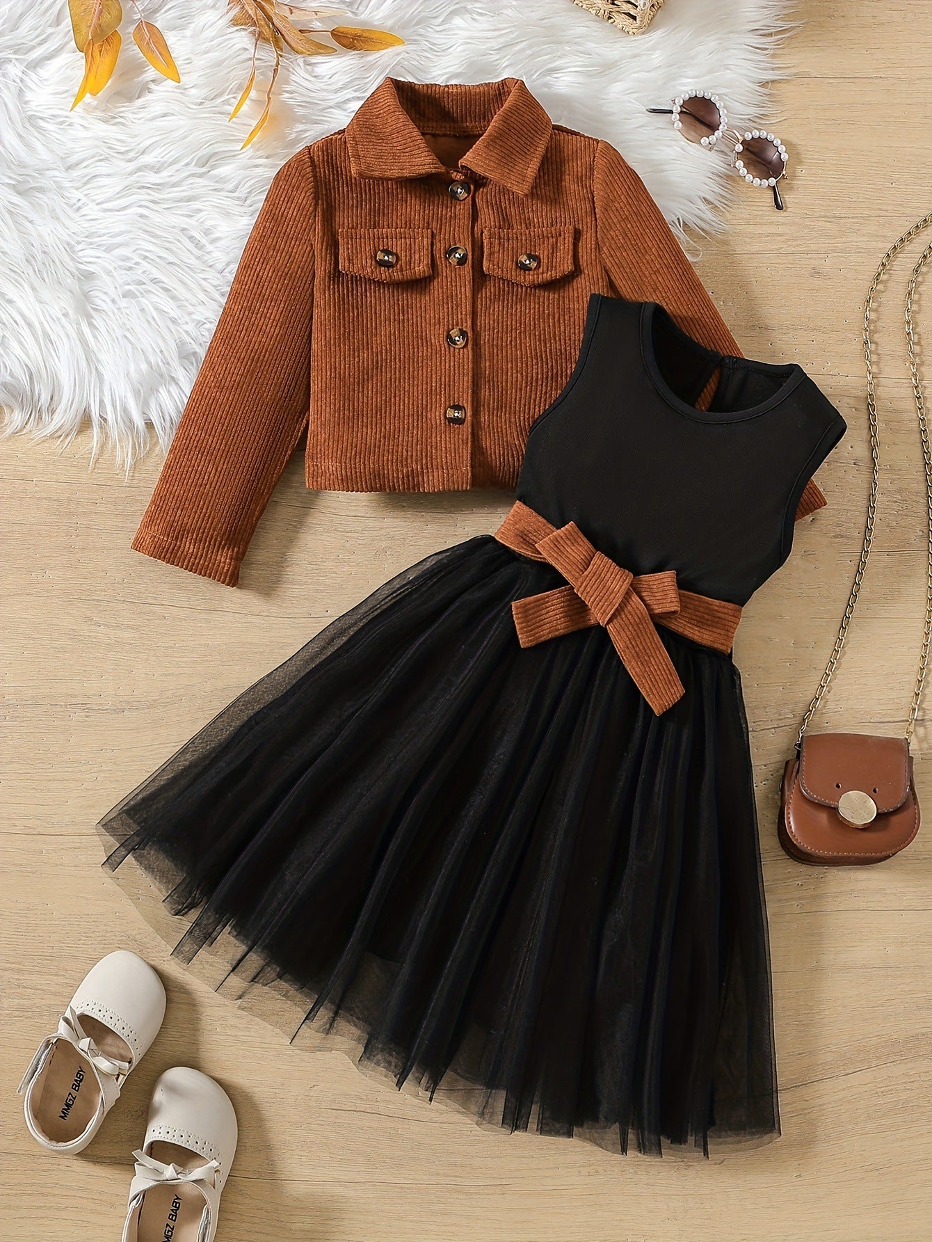 Vest Grenadine Skirt Children's Two-piece Suit