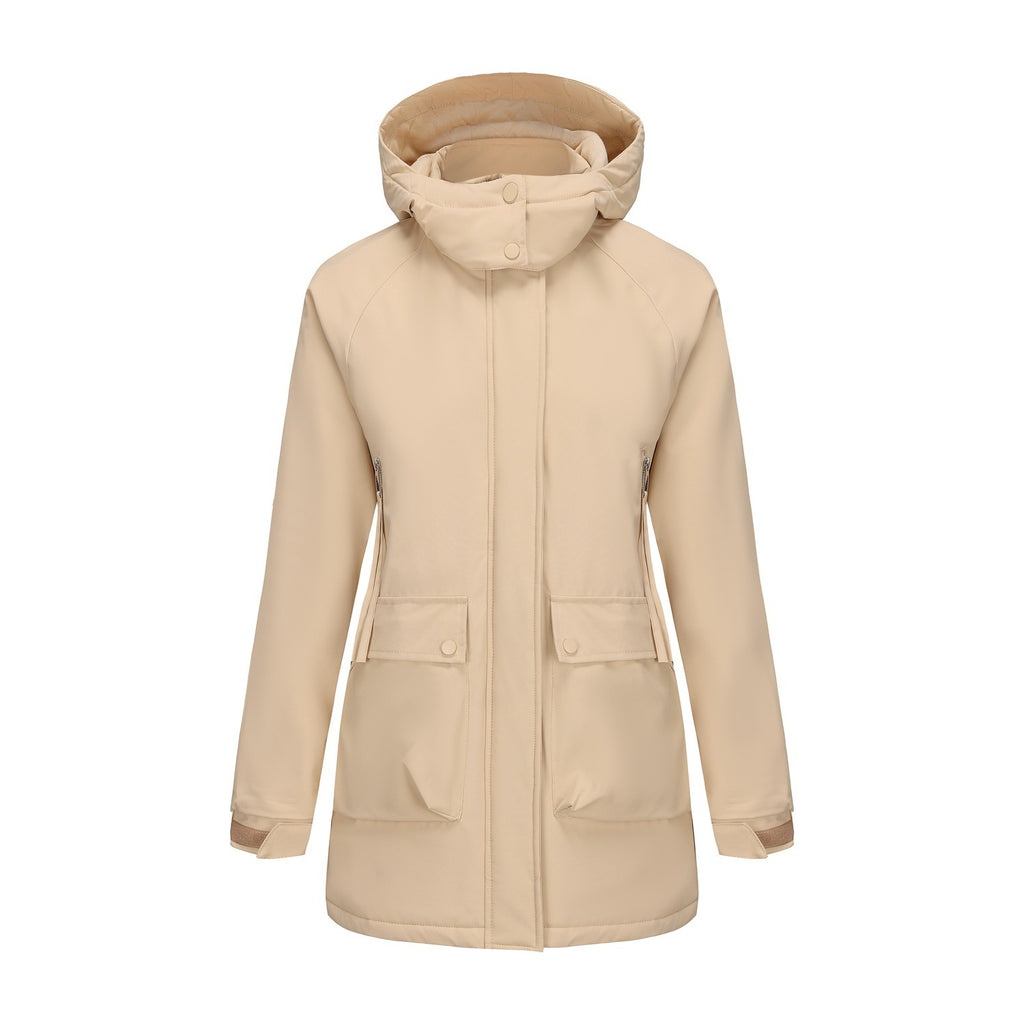 Parka Fleece Padded Coat, Waterproof Women's Fall Winter Coat