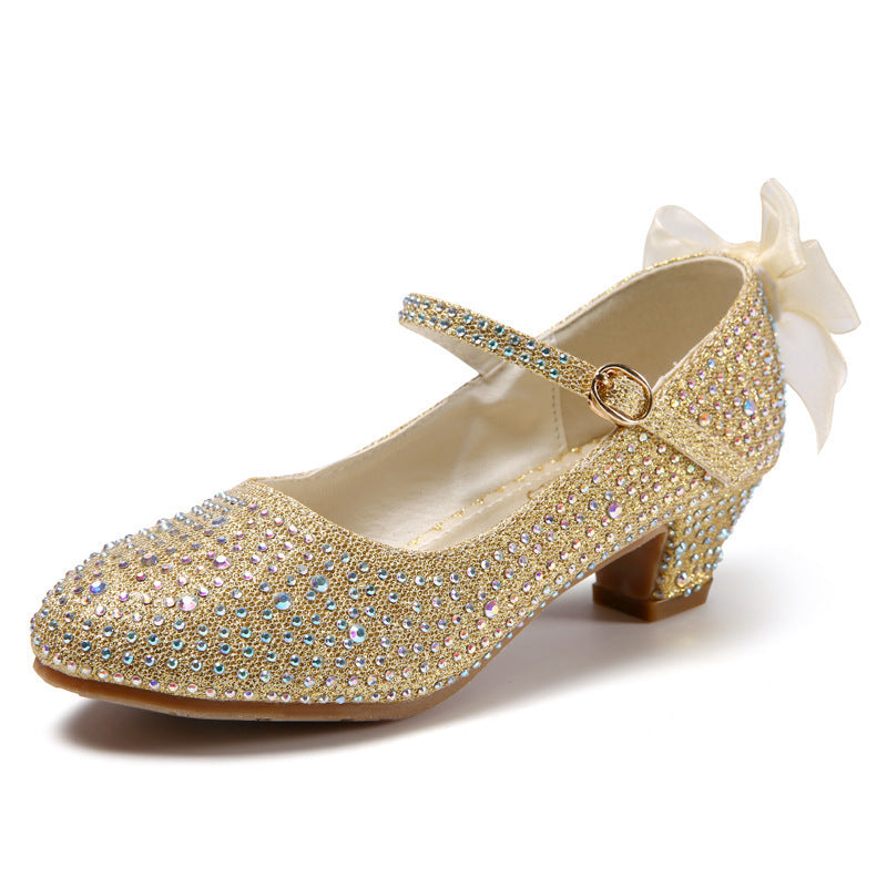 Girls' Leather Shoes High Heeled Shoes Performance Dance Shoes