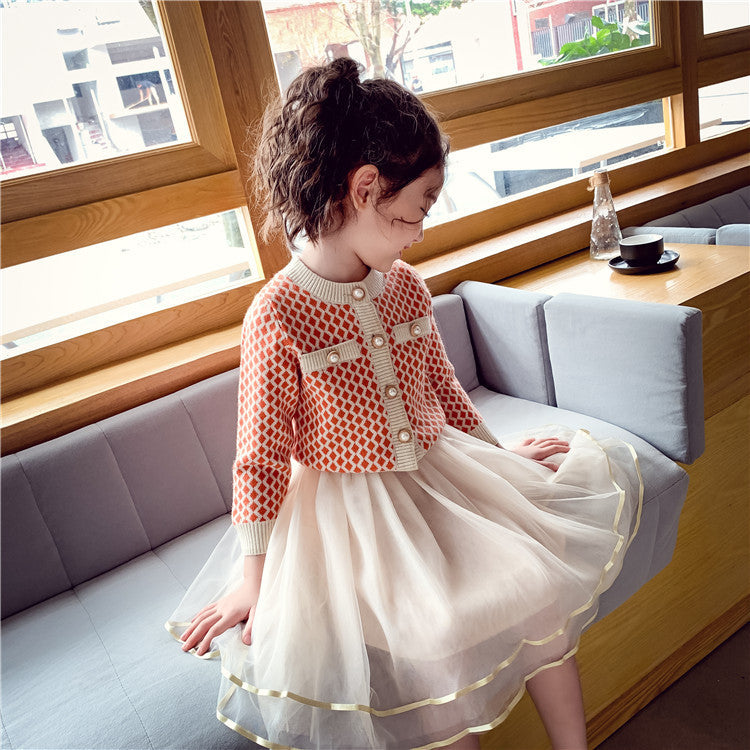 Girls' Suit Skirt Middle And Big Children Stylish Two-piece Suit
