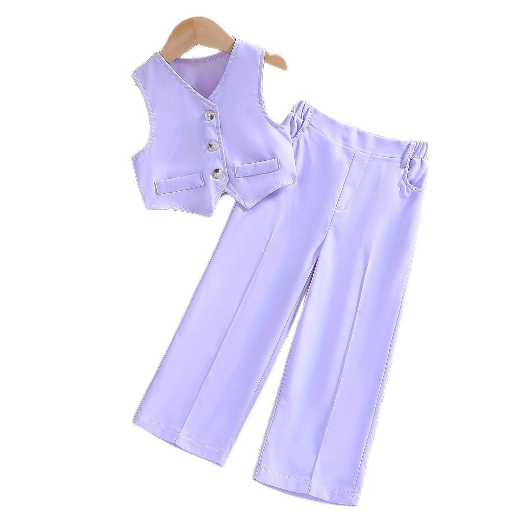 Girl's Leisure Fashion Personality Vest Suit