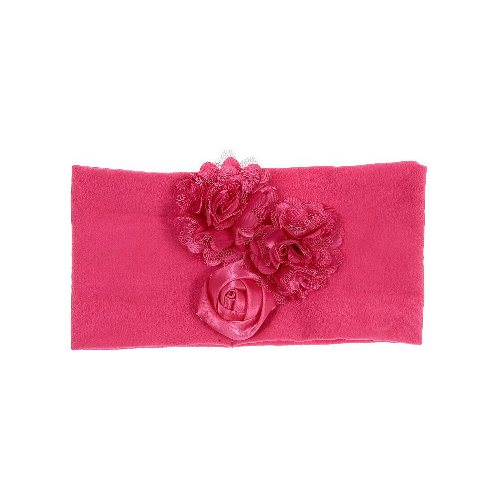 Satin Cloth Mesh Flower Rose Baby Headband