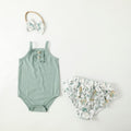 Summer Cute Baby Girl Solid Color Romper Shorts 3pc Set