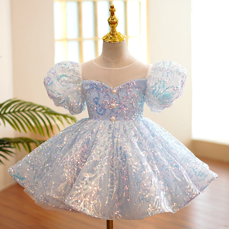 Girl's Dress Blue Sequined Pettiskirt, Party Dress