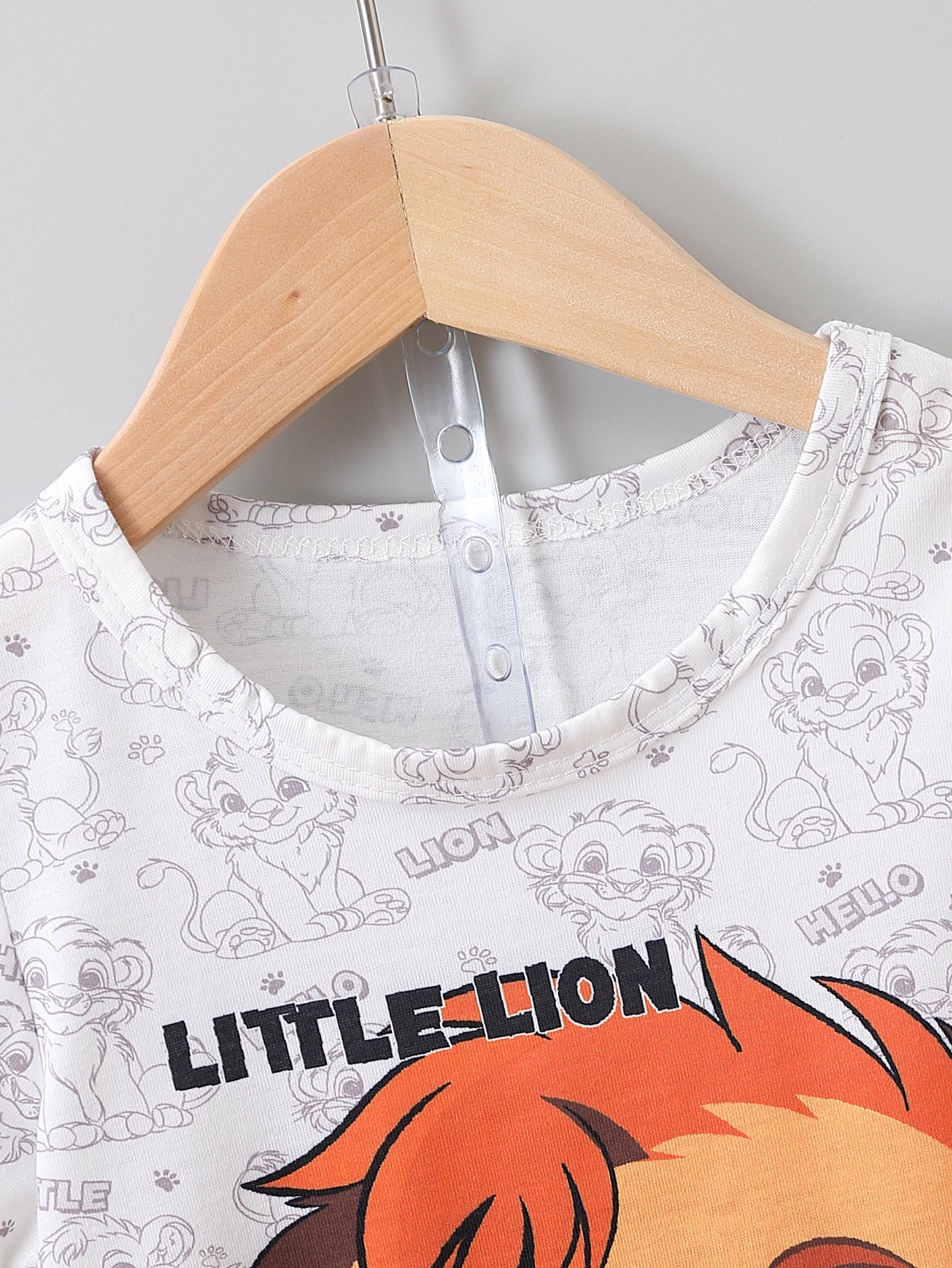 Little Lion Print And Shorts, Baby Clothing Two-piece Set