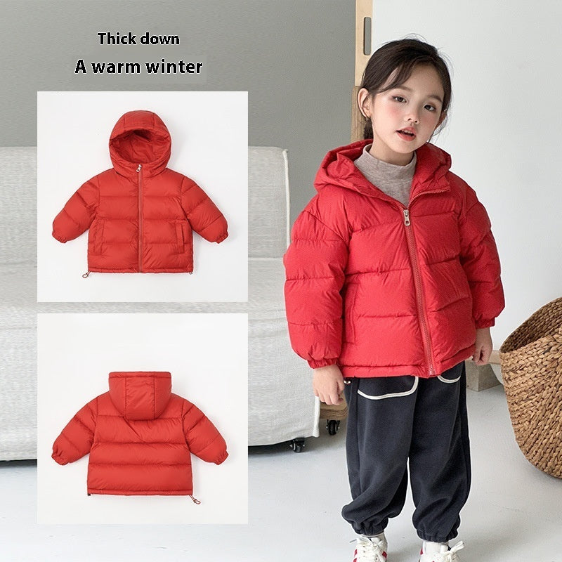 Autumn Boys And Girls Thickened Hooded Down Jacket