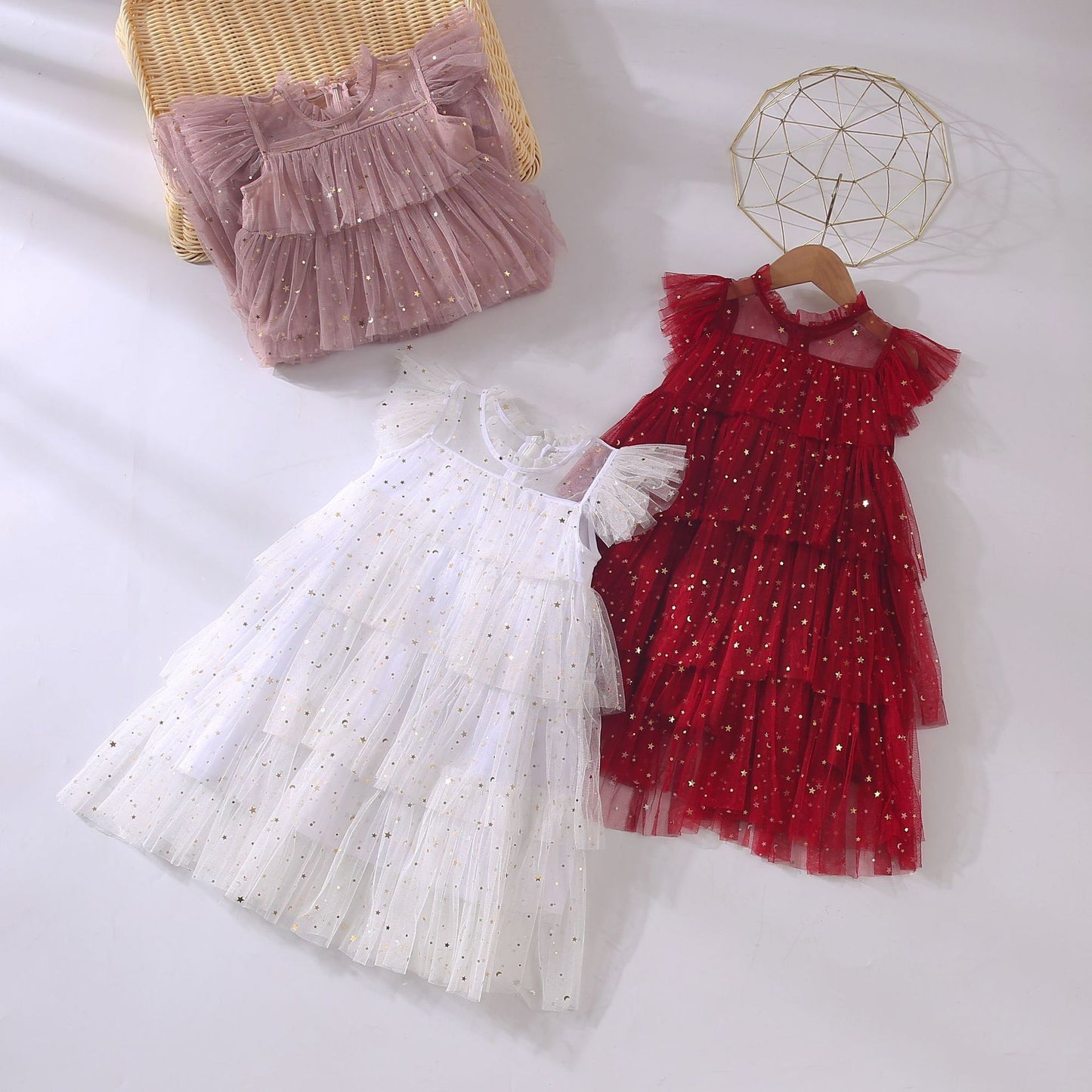 Girls' Fairy Star Sequins Cake Dress