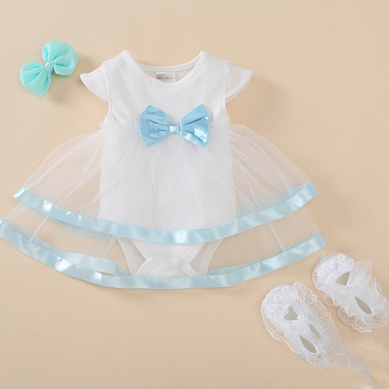 New Baby Girl Birthday Princess Dress, Shoes & Headband Set, Shoes Included