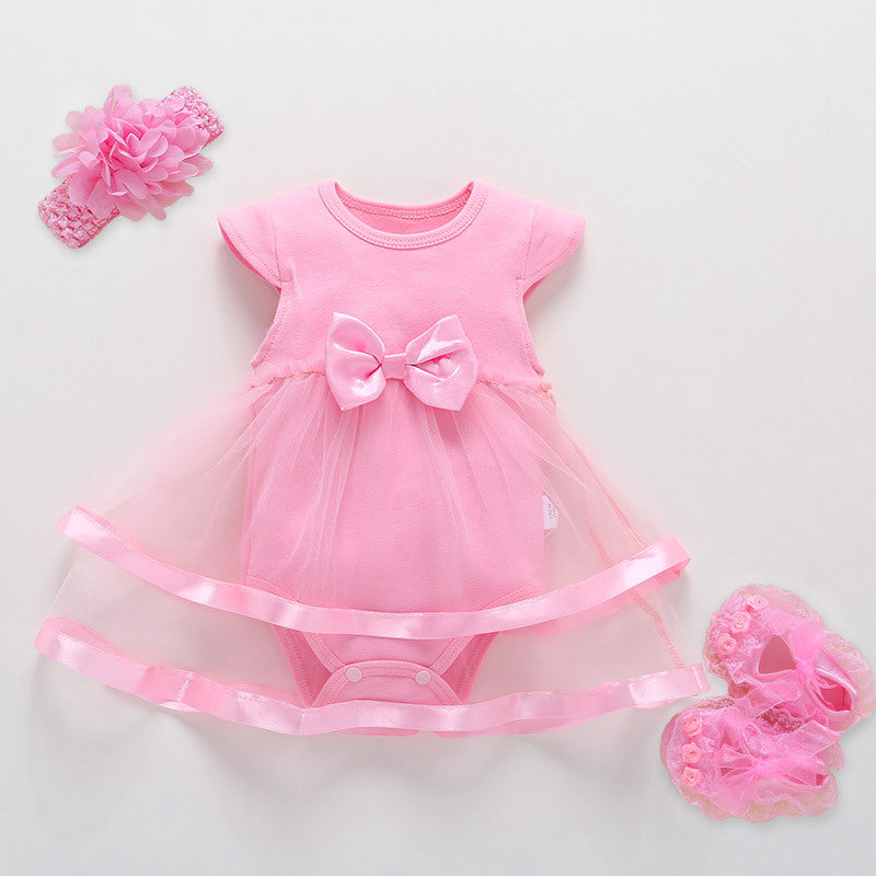 New Baby Girl Birthday Princess Dress, Shoes & Headband Set, Shoes Included