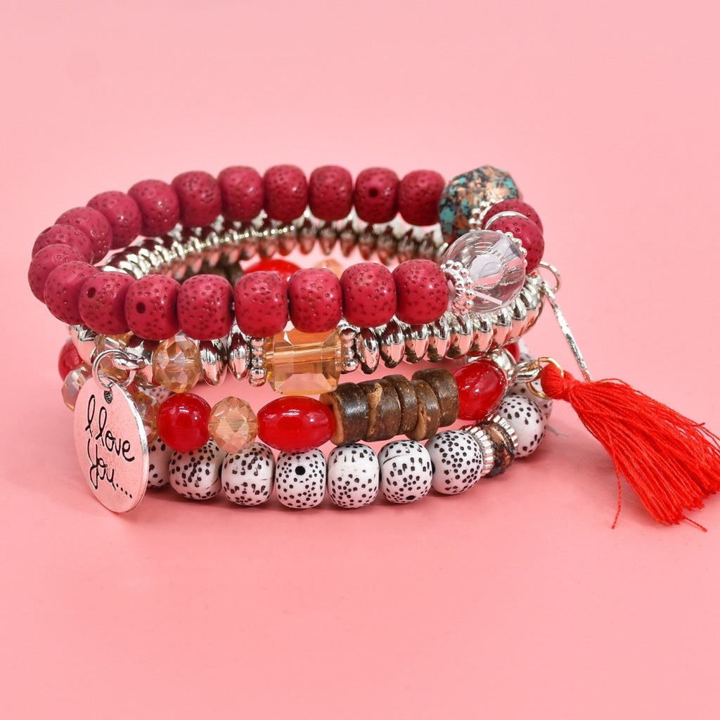 Multilayer Bracelet With Tassel 4-Piece Set