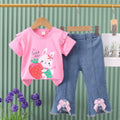 Girl's Short-Sleeve Denim Jeans Set
