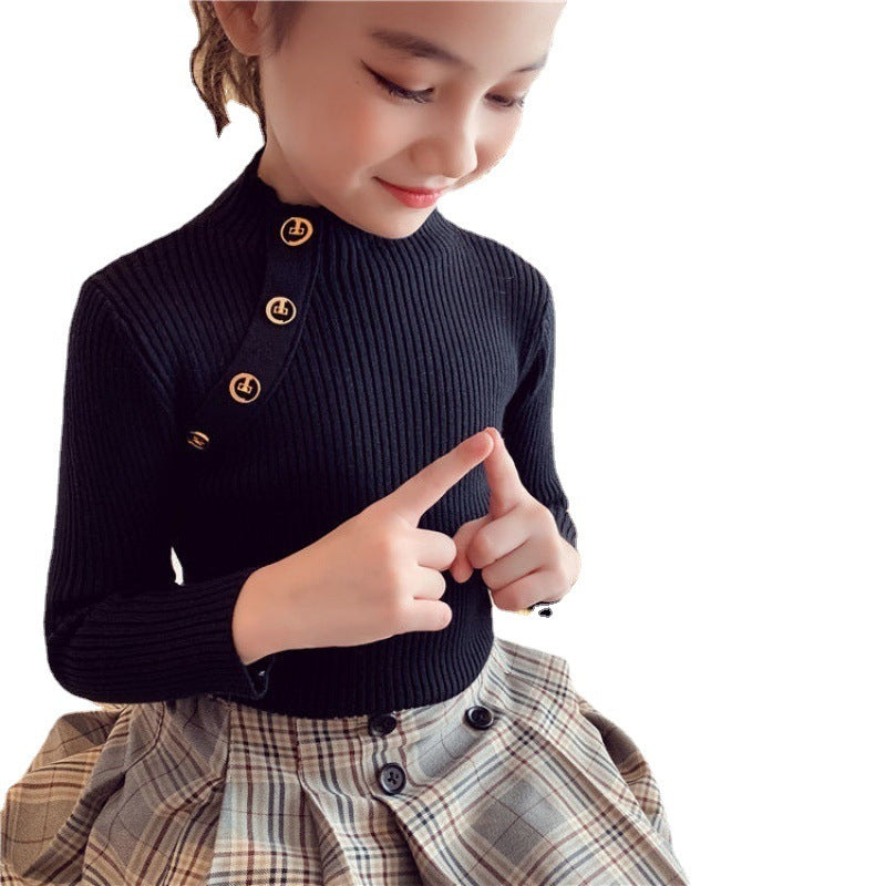 Girls' Cotton Button Fashion Long Sleeved Shirt