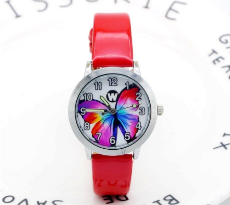 Kids Quartz Watch Student Girls Cute Colorful Butterfly Dial Waterproof Watch