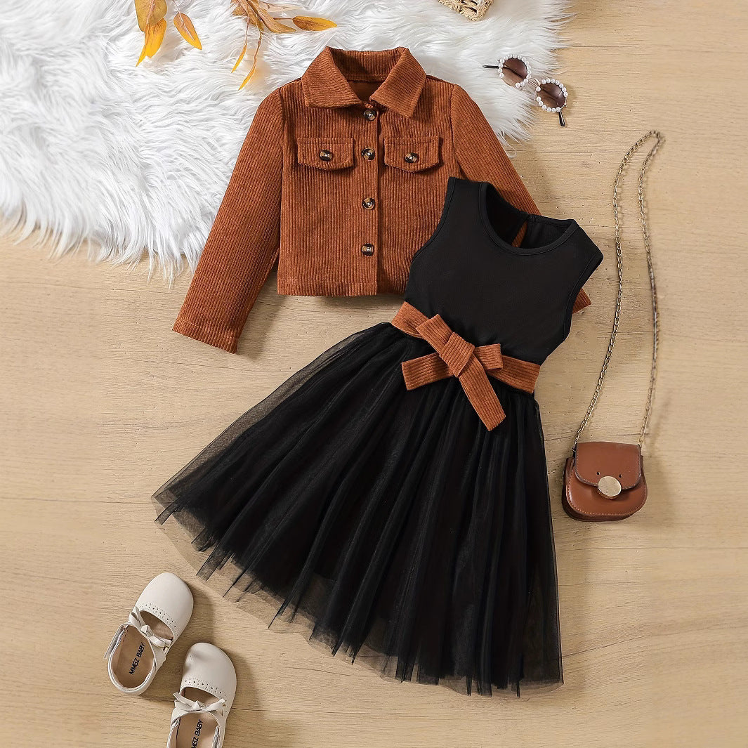 Vest Grenadine Skirt Children's Two-piece Suit