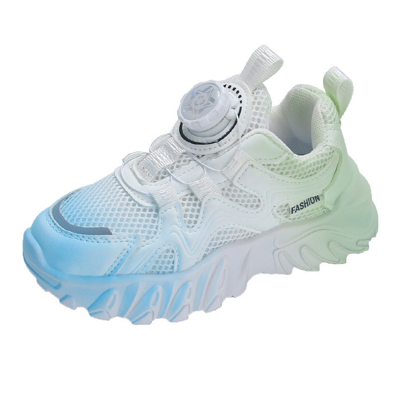 Rotating Button Mesh Breathable Girls' Sneakers