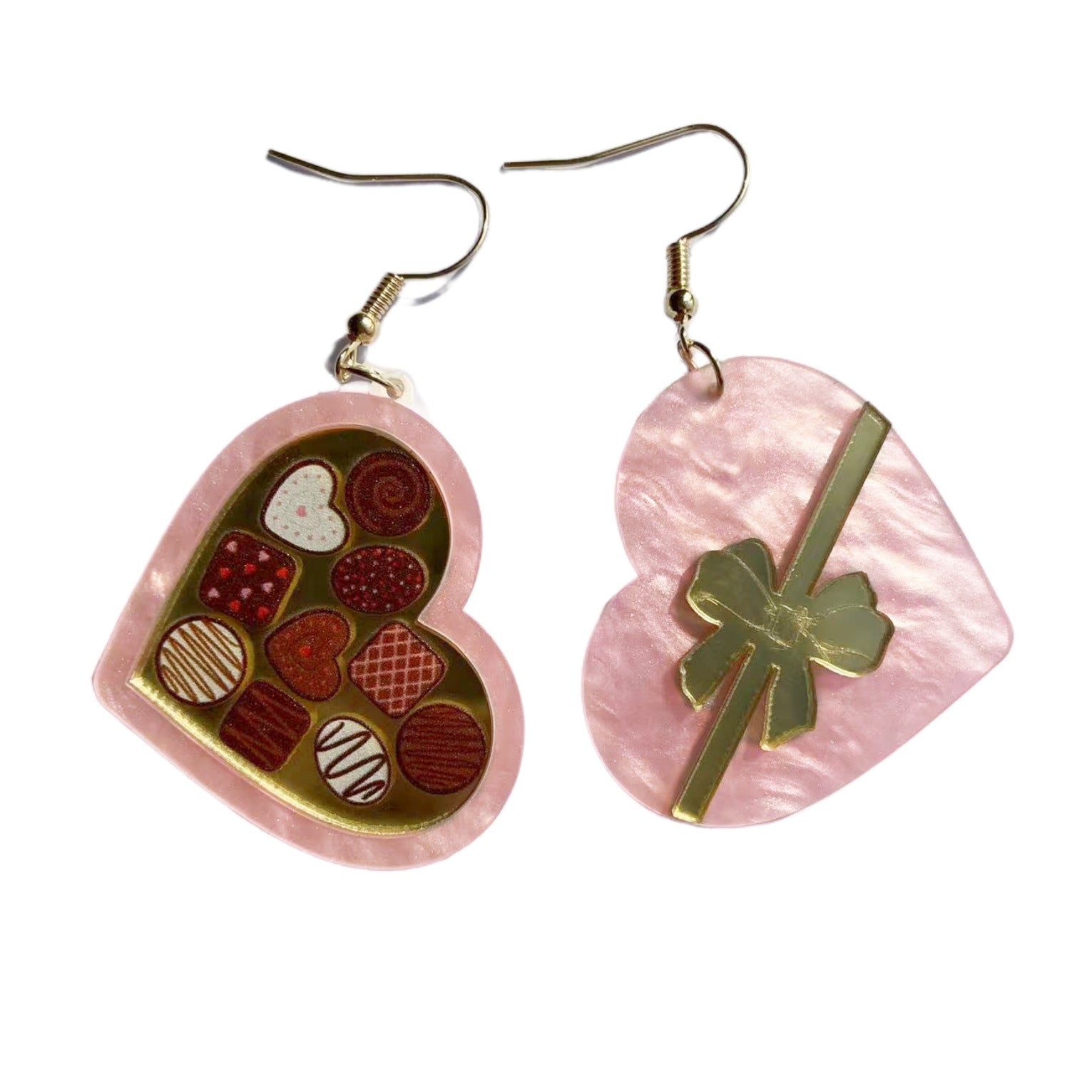 Women's Valentine's Day Red Gift Box Heart Earrings