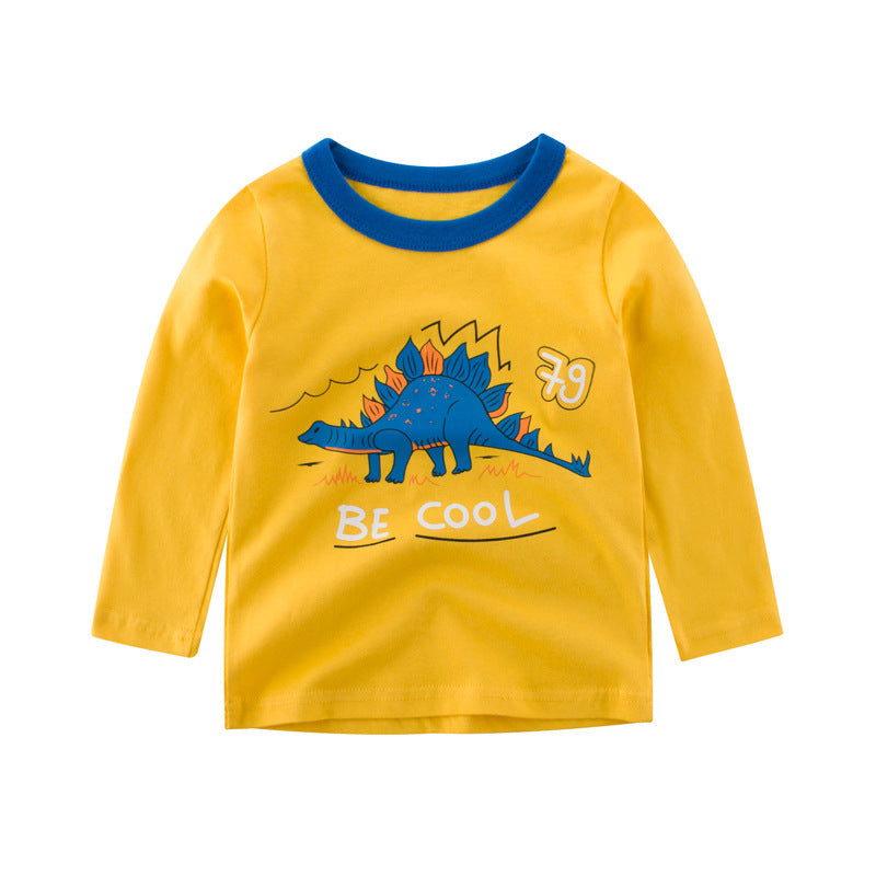 Fashion Boys' Long Sleeve Dino T-shirt, yellow